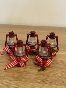 5 Miniatur Kunststoff rote Laterne Deko Weihnachtsdorf Basteln Diorama - Bild 1 von 6