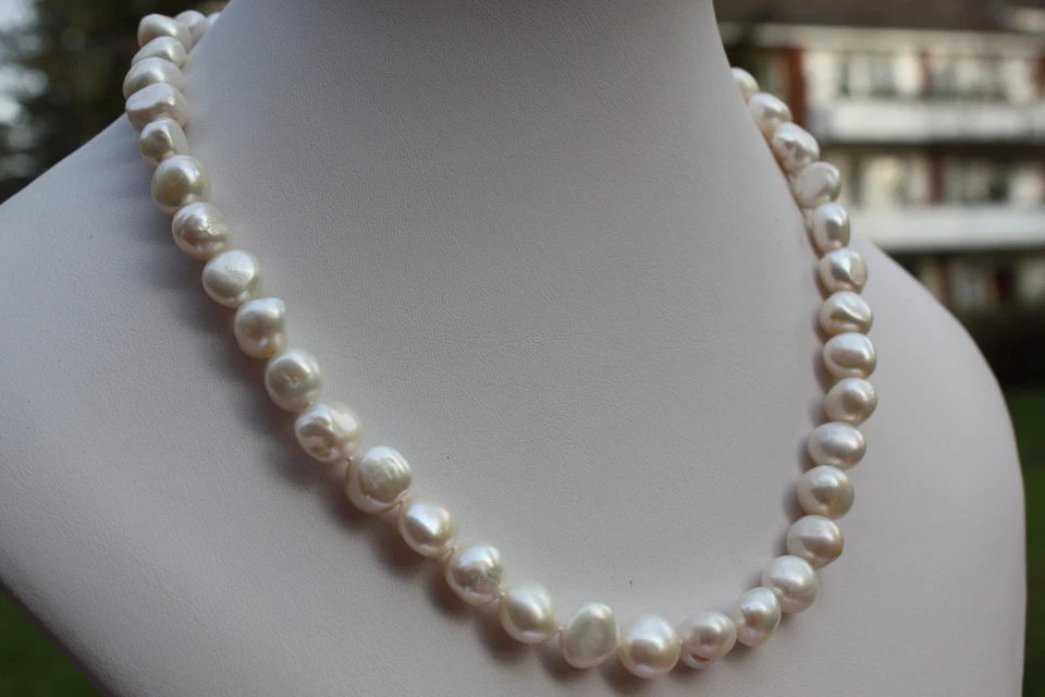 BBR10 50cm Süßwasser Perlen Schmuck Perlenkette Halskette 11-12mm Collier barock - Bild 1 von 1