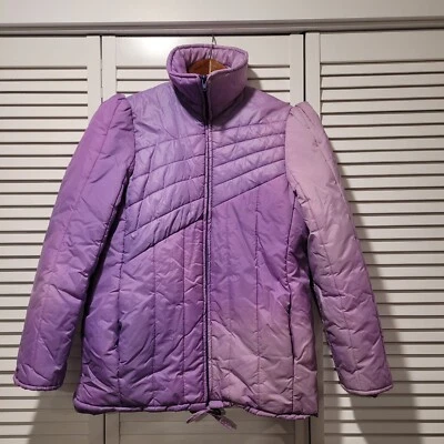 VTG 70s 80s Spring Ski Jacket M Powder Pink Lilac Ombre Quilted Sun Faded Pastel - Image 1 of 4