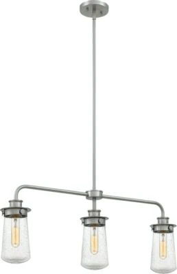 Lámpara de techo Quoizel Lewiston de tres luces de níquel cepillado 33 pulgadas LWN333BN Foto 1 de 4