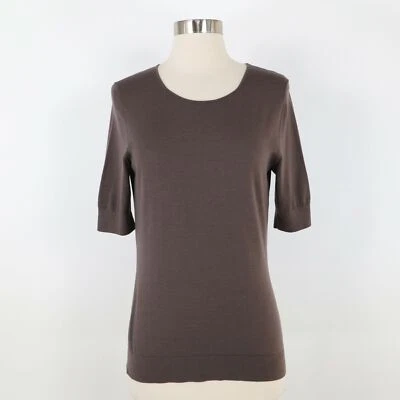 Suéter Pullover Lafayette 148 Lana S Pequeño Marrón Tejido Cuello Redondo Manga Corta Foto 1 de 4