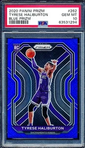 Tyrese Haliburton 2020-21 Panini Prizm 262 Blue Prizm RC #/199 PSA 10 - Foto 1 di 2