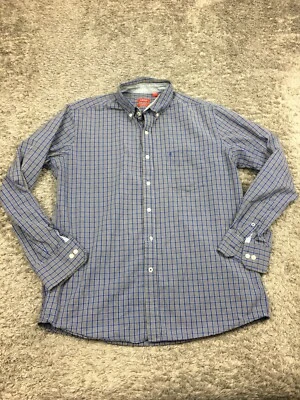 Izod Button Up Shirt Mens Size Large Blue Plaid Long Sleeve Slim Fit - Image 1 of 4