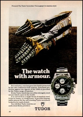1982 Tudor Chronograph "Big Block" Rare Vintage Original Colour Print Ad - Image 1 of 4