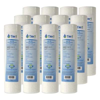 TIER1 10 x 2.5 Inch 5 Micron Spun Wound Polypropylene Sediment Water Filter 12 Pack