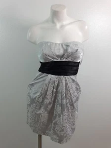 SPEECHLESS WOMENS GRAY & BLACK POLY BLEND STRAPLESS DRESS SIZE 7 - Picture 1 of 5