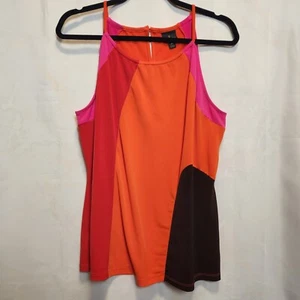 Worthington ärmellose Bluse Damen XL orange/rot Colorblock Neckholder Top Tank - Bild 1 von 4