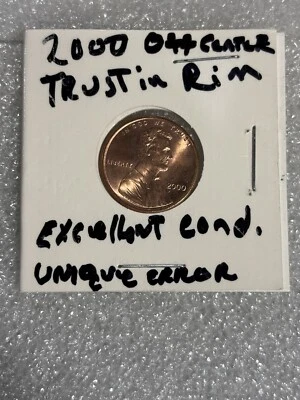Lincoln Error Penny 2000 con borde único error y ancho golpeado O.C. excelente estado Foto 1 de 4