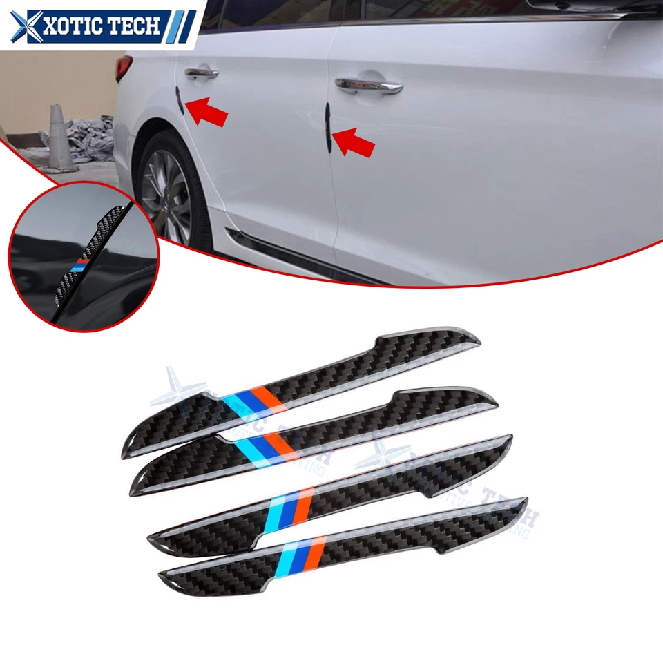 Calcomanía adhesiva de protectores de bordes de puertas laterales estilo fibra de carbono M Sport para automóvil europeo Foto 1 de 4