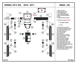 Kit de molduras de tablero de fibra de carbono real interior para Honda CR-V EX-L 2010-2011 - Imagen 1 de 1