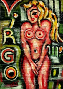 JACQUELINE DITT - Virgo Jungfrau Miniatur Gemälde 1991 Sternzeichen Bilder art - Bild 1 von 2