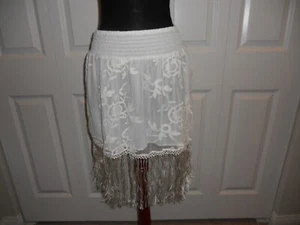 NEU MIT ETIKETT DENIM & SUPPORT RALPH LAUREN BOHO FRANSENROCK ELFENBEIN GRÖSSE SMALL - Bild 1 von 10