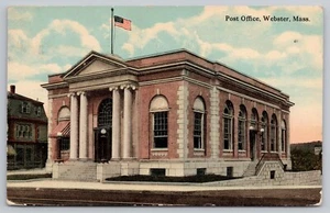1913 Webster, Mass. MA The Old Post Office Main Street Worcester County Postcard - Picture 1 of 3