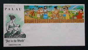 Palau Republic 1986 offizieller FDC Weihnachtsstreifen Mi 163-7 schottisch 121a Sg 159a 3080 - Bild 1 von 2