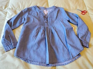 Old Navy Toddler Girls Pullover Pleated Long Sleeve Chambray Shirt Sz 4T NWT - Picture 1 of 6