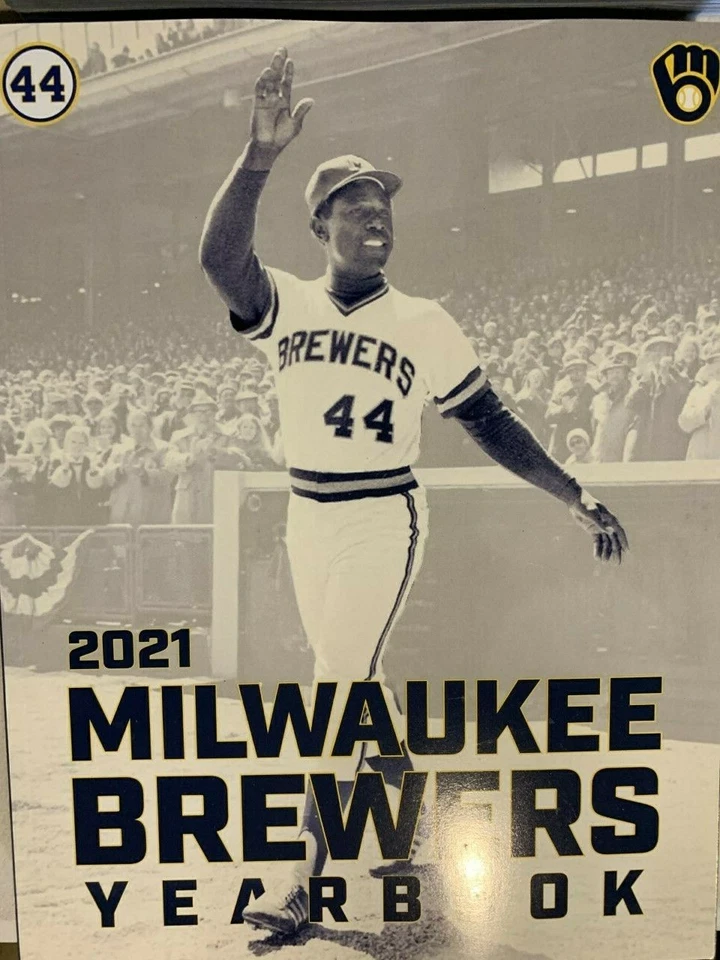 2021 MILWAUKEE BREWERS YEARBOOK MLB PROGRAM HANK AARON BASEBALL 152 PG.S  - Image 1 of 1