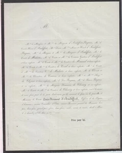 1858 Faire-part décès Louis-Florimond d'AUDIFFRET - Paris. - Imagen 1 de 1