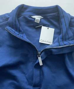 Nuevo con etiquetas Pullover Calvin Klein PARA HOMBRES Cremallera Manga Larga Cuello Alto Azul Marino Talla L - Imagen 1 de 5