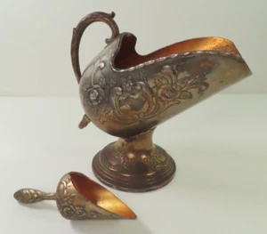Vintage Ornate Raimondo Silver Plated and Copper Sugar Scuttle Pedestal w/ Scoop - Picture 1 of 24