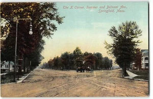 Springfield, MA The X Corner, Summer & Belmont Ave - c1910 Postkarte - Bild 1 von 2