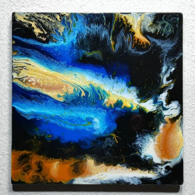 ORIGINAL Resin Kunst Acryl Gemälde Abstrakte Malerei Bild Modern Art HANDGEMALT - Bild 1 von 4