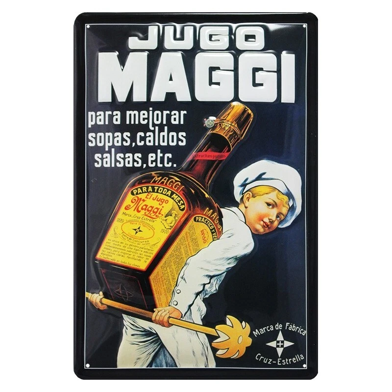 Plaque métal publicitaire 20x30cm bombée en relief :  Jugo MAGGI - Photo 1/1