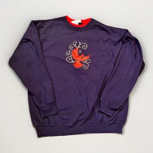 M&C Sportswear Cardinal Embroidered Sweatshirt Large Navy Red Crewneck - Picture 1 of 4