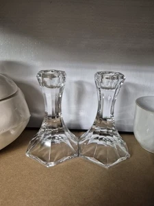 Vintage Villeroy Boch schwere Kristallglas Kerzenständer 5" (2er Set) - Bild 1 von 2