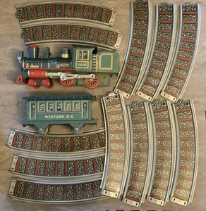 MODERN TOYS Casey Jones Tin Litho Whistling Western Train Set - Picture 1 of 18