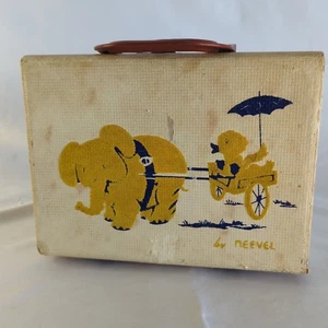 Neevel Puppe Spielzeug Koffer 8"X6" beflocktes Design Ente Elefant Vintage - Bild 1 von 8