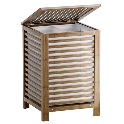 Double Laundry Hamper with Lid, 120L Bamboo Laundry Basket with Removable Lin... - Image 1 of 4