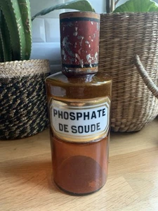 Alte große Apothekerflasche H.25 cm 19. Jh. Sodaphosphat - Bild 1 von 5