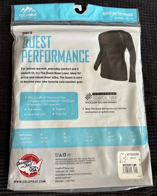 Capa Base Activa Quest Performance Hombre Manga Larga Negra Talla M Coldpruf Nueva con Etiquetas Foto 1 de 4
