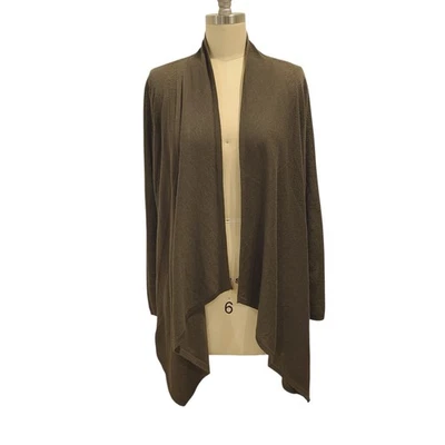 Neiman Marcus Womens Cashmere Waterfall Open Front Cardigan Size S Olive Green - Image 1 of 4