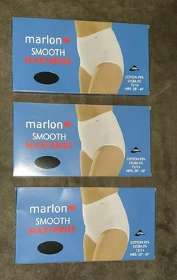 HH-COLLECTION Pack of 3 Marlon Ladies Smooth Cotton Rich Maxi Full Brief Black, White Or Nude