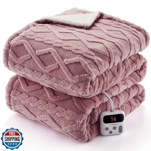 CAROMIO Electric Blanket Twin Size - Thick Tufted Sherpa Heated Blanket Twin  - Picture 1 of 5