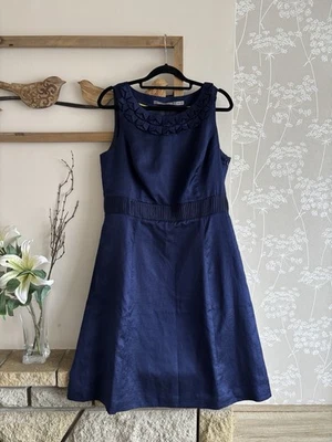 Boden Limited Edition Silk Blend Navy Shift Dress Party Occasion Size 14R - Image 1 of 4