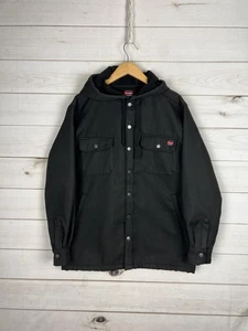 Wrangler Workwear Jacket Mens Medium Black Hooded Snap Front Pockets Outdoor - Picture 1 of 9