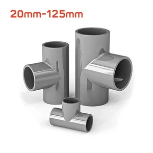 20mm - 125mm Grey PVC Pipe Fittings Tee Connector Adapter Coupling Solvent Weld - Picture 1 of 7