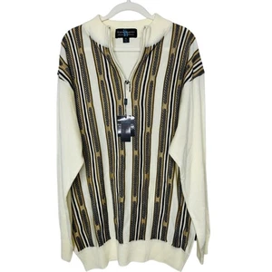 Steve Harvey Celebrity Edition Cream Sweater 1/4 Zip Textured Stripe Detail NWT - Picture 1 of 10