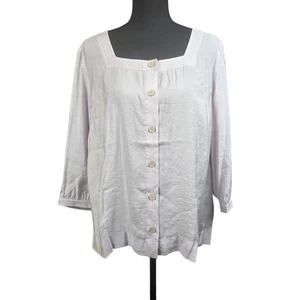 J Jill Bluse Oberteil quadratischer Ausschnitt Knopfleiste 3/4-Ärmel hell orchidee Größe Large neu mit Etikett - Bild 1 von 8