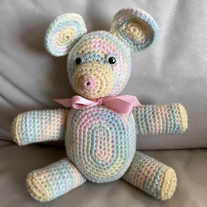 Pastel Crochet Teddy Bear Plush CUTE! - Picture 1 of 5