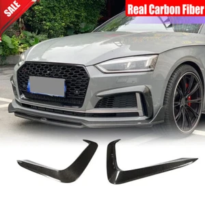 For Audi A5 Sline /S5 B9 2017-2019 Real Carbon Front Bumper Air Vent Cover Fins - Picture 1 of 12