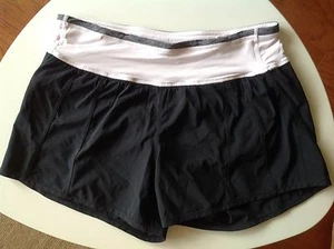 Lululemon Shorts Size 4 Black Light Pink Waist Band Running - Picture 1 of 6