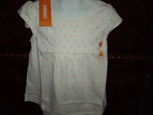 NWT Girls Size 5 Gymboree Smocked Top Shirt White with Neon Pink Dots - Picture 1 of 3