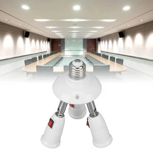 E27 E26 Lamp Adapter Push Button Switch 85-265V 3 in 1 Light Socket Extender Hot - Picture 1 of 21