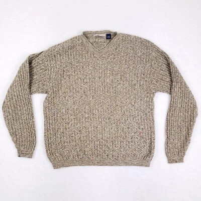 Fieldmaster Mens Sweater L Multicolor V Neck Chunky Knit USA Made Old Money VTG - Image 1 of 4