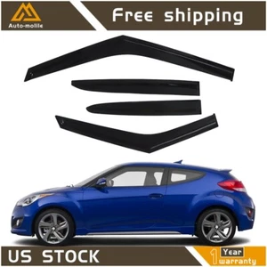 Side Window Vent Visor Vent Rain Guard 4Pcs Smoke For 2011-2017 Hyundai Veloster - Picture 1 of 6