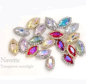 20pcs Crystal Transparent bottom Rhinestone diamond Faceted Glass Navette Jewel - Picture 1 of 12