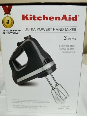KitchenAid KHM312 3 velocidades ultra potente mezclador de mano nuevo gris tempest 145 vatios Foto 1 de 4